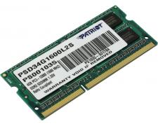     DDR3L  4 Gb Patriot PSD34G1600L2S (SODIMM, PC3L-12800, 1600MHz, 1.35v) 16 