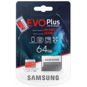 MicroSDXC  64 Gb Samsung EVO PLUS MB-MC64HA/RU (Class 10,  20 /,  100 /,   SD)