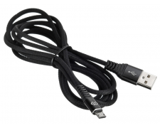 Кабель USB - micro USB [2.0 м] Digma (Плетеный, 2A) (MICROUSB-2M-BRAIDED-BLK) черный