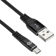 Кабель USB - micro USB [3.0 м] Digma (Плетеный, 2A) (MICROUSB-3M-BRAIDED-BLK) черный