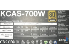    700W Aerocool KCAS PLUS 700W 80+ bronze (FAN120) (24+4+4pin) (4xIDE,7xSATA,4x8(6)pin(VGA), )